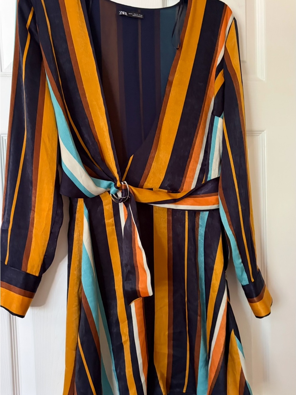 Zara Women's Multicolor Striped mini Wrap Dress